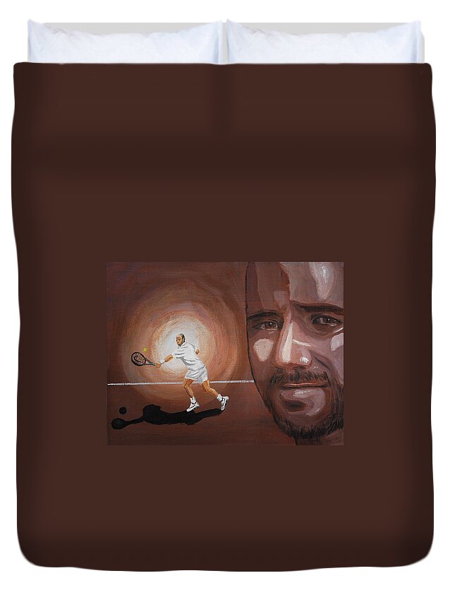 Andre Agassi Duvet Cover featuring the painting Andre Agassi by Quwatha Valentine