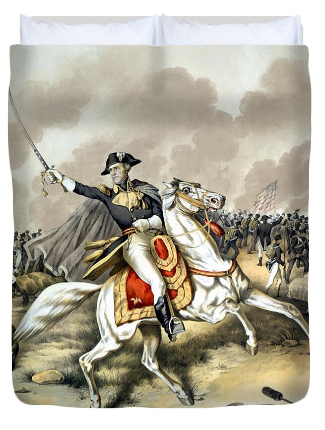 Andrew Jackson Duvet Cover featuring the painting Andrew Jackson At The Battle Of New Orleans by War Is Hell Store