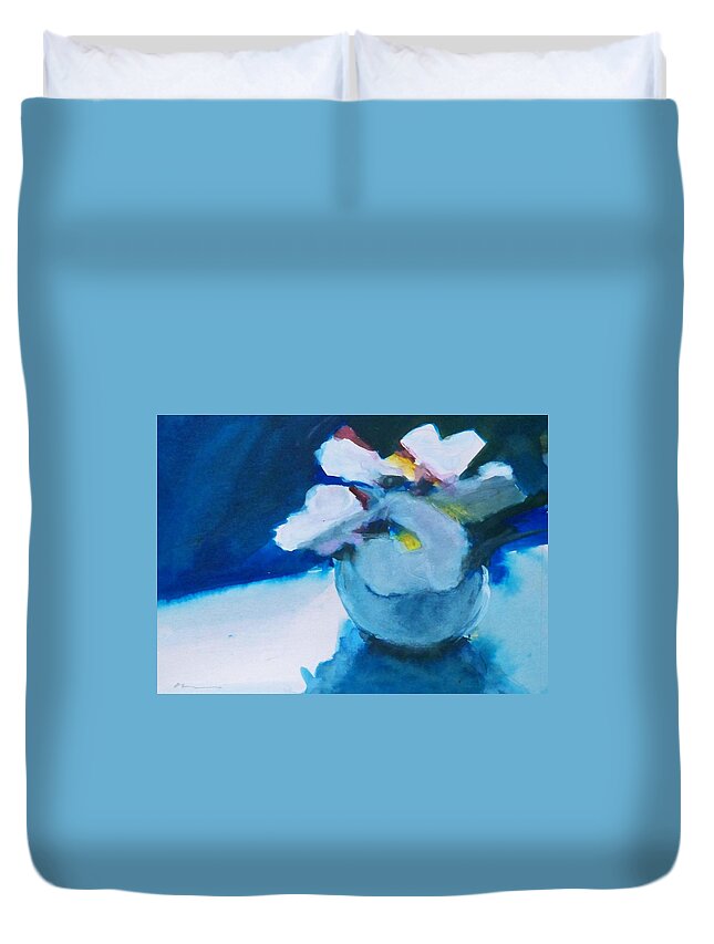 Outdoors Nature Travel Flowers Light Duvet Cover featuring the painting Anemones by Ed Heaton