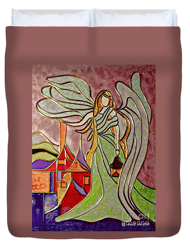 Angel Duvet Cover featuring the painting Angel by Amalia Suruceanu