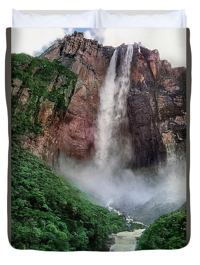 Dave Welling Duvet Cover featuring the photograph Angel Falls Canaima National Park Venezuela by Dave Welling