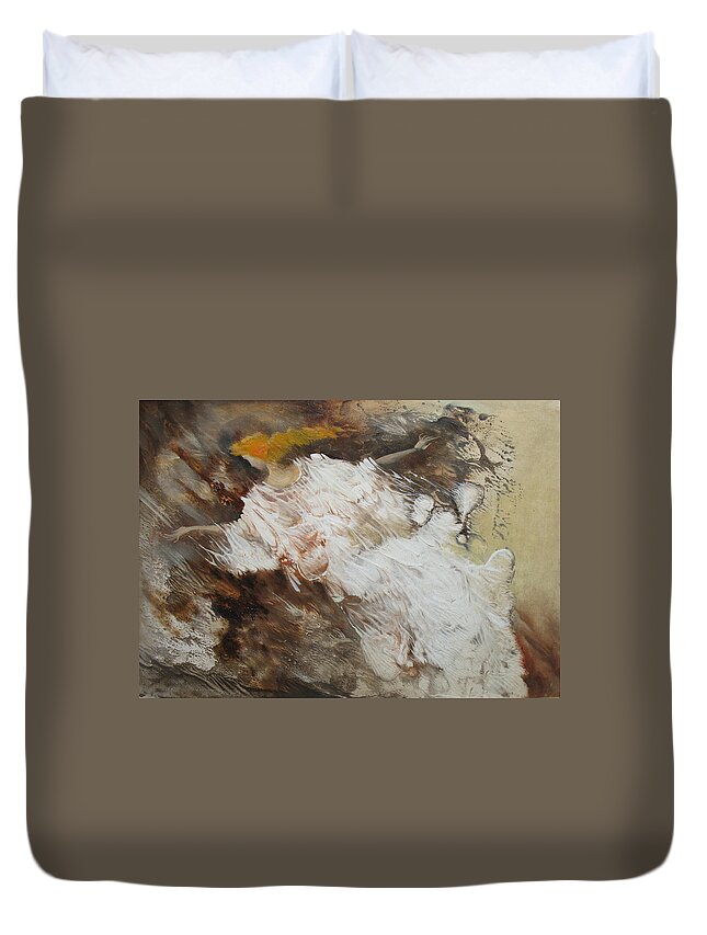 Angel Duvet Cover featuring the painting Angel Flight. Monotype by Valentina Kondrashova