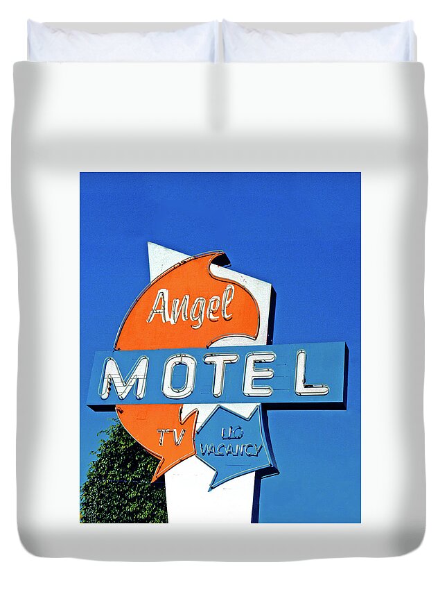 Angel Duvet Cover featuring the photograph Angel Motel by Matthew Bamberg