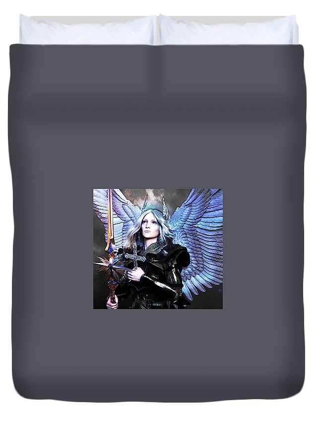 Albino Angel Duvet Cover featuring the digital art Angel Poster by Suzanne Silvir
