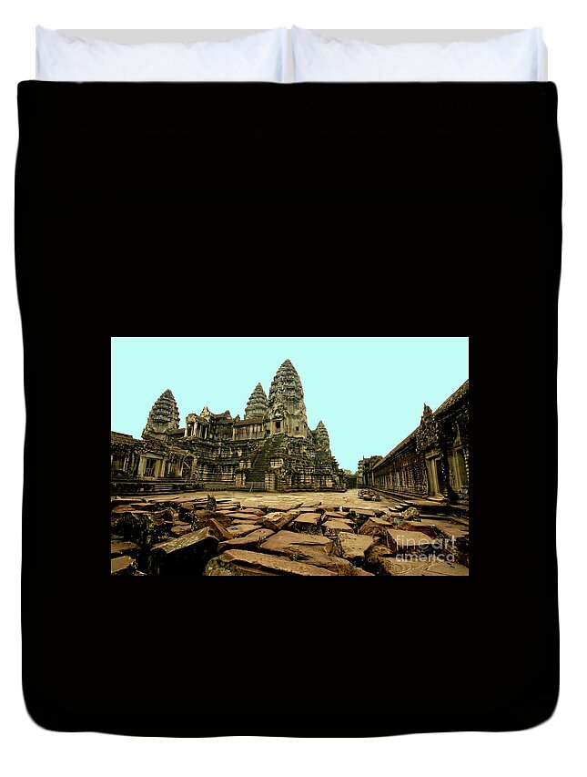  Duvet Cover featuring the digital art Angkor Wat by Darcy Dietrich