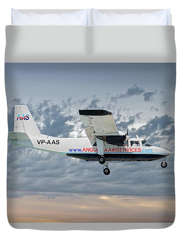 Anguilla Duvet Cover featuring the photograph Anguilla Air Services Britten-Norman BN-2A-26 Islander 113 by Smart Aviation