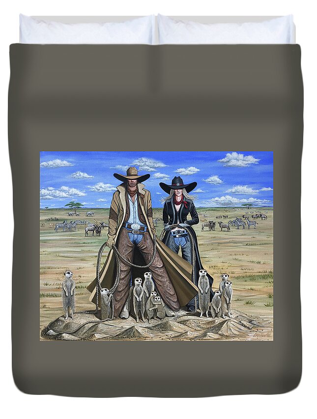 South Africa Duvet Cover featuring the painting Animal Protection by Lance Headlee