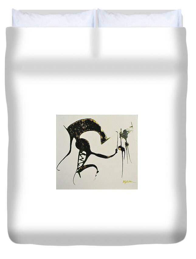 Contemporary Duvet Cover featuring the painting Animalia I by Mary Sullivan