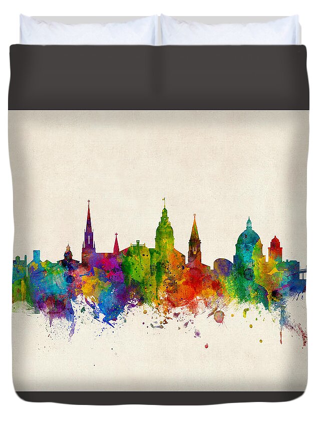 Annapolis Duvet Cover featuring the digital art Annapolis Maryland Skyline by Michael Tompsett