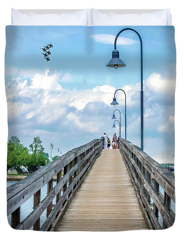 2d Duvet Cover featuring the photograph Annapolis Naval Academy Pedestrian Bridge by Brian Wallace