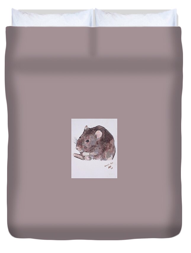 Rat Duvet Cover featuring the painting Annie's Tale by Dawn Boswell Burke
