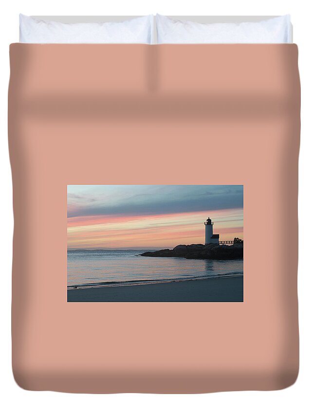 Gloucester Duvet Cover featuring the photograph Annisquam Harbor Light by Ellen Koplow