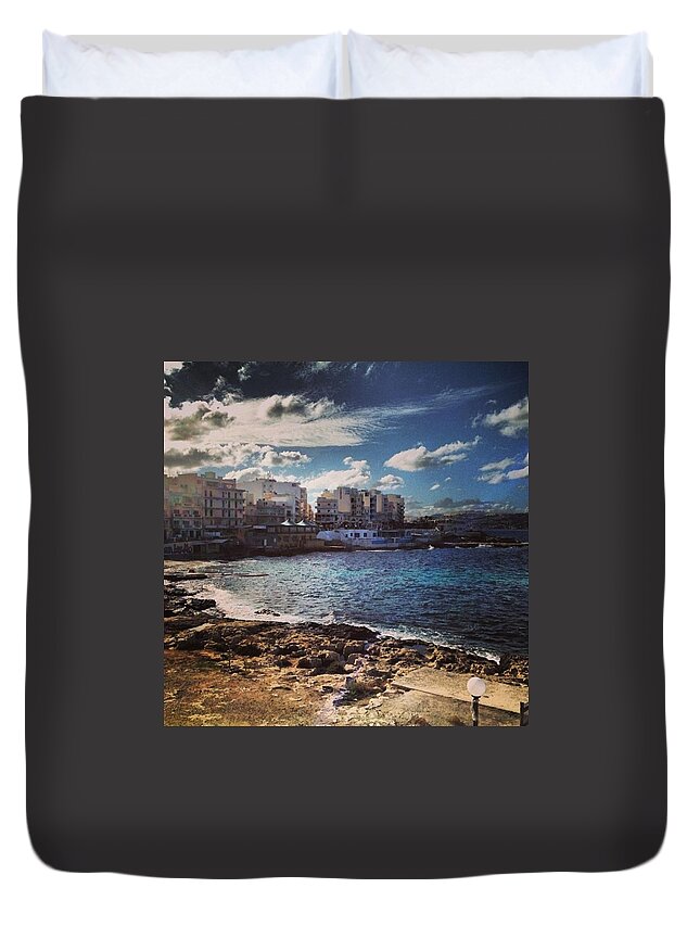 Sea Duvet Cover featuring the photograph A Malta Morning by Sacha Kinser