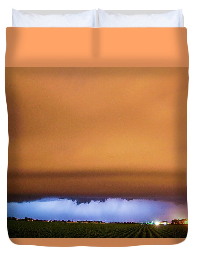 Nebraskasc Duvet Cover featuring the photograph Another Impressive Nebraska Night Thunderstorm 002 by NebraskaSC