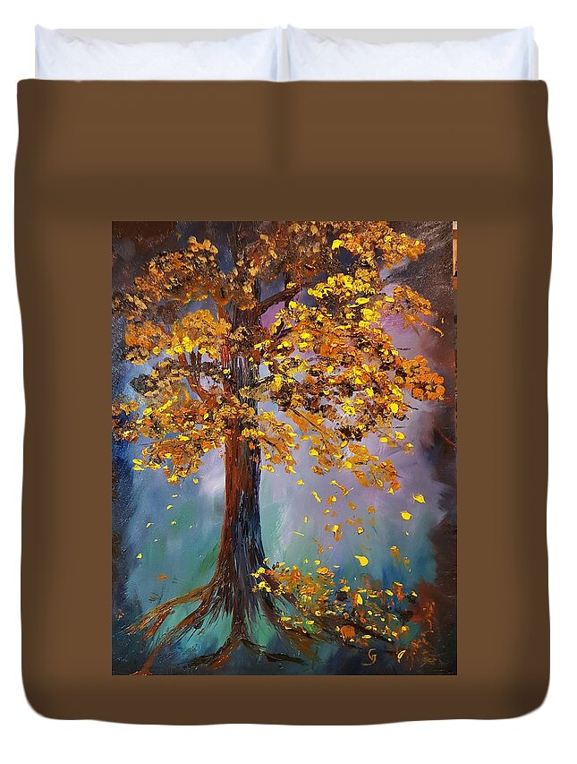 Lone Tree Duvet Cover featuring the painting Another Lone Tree     62 by Cheryl Nancy Ann Gordon