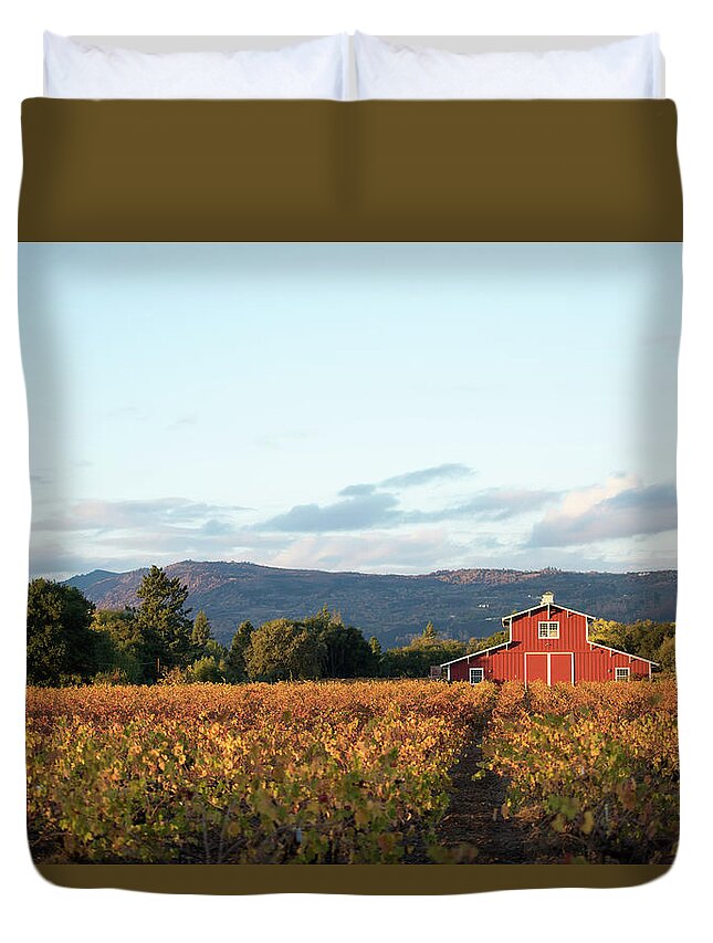 Red Barn Duvet Cover featuring the photograph Another Napa Valley Red Barn by Aileen Savage