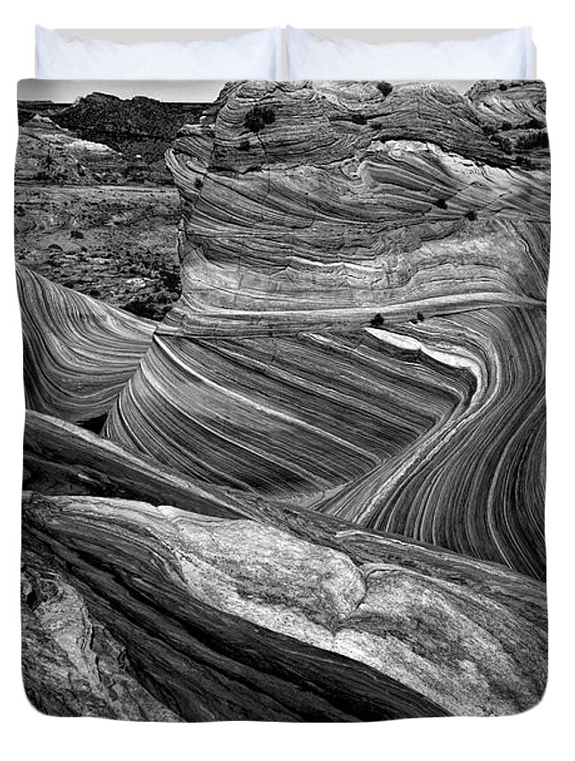 The Wave Duvet Cover featuring the photograph Another World B/W by Jonathan Davison