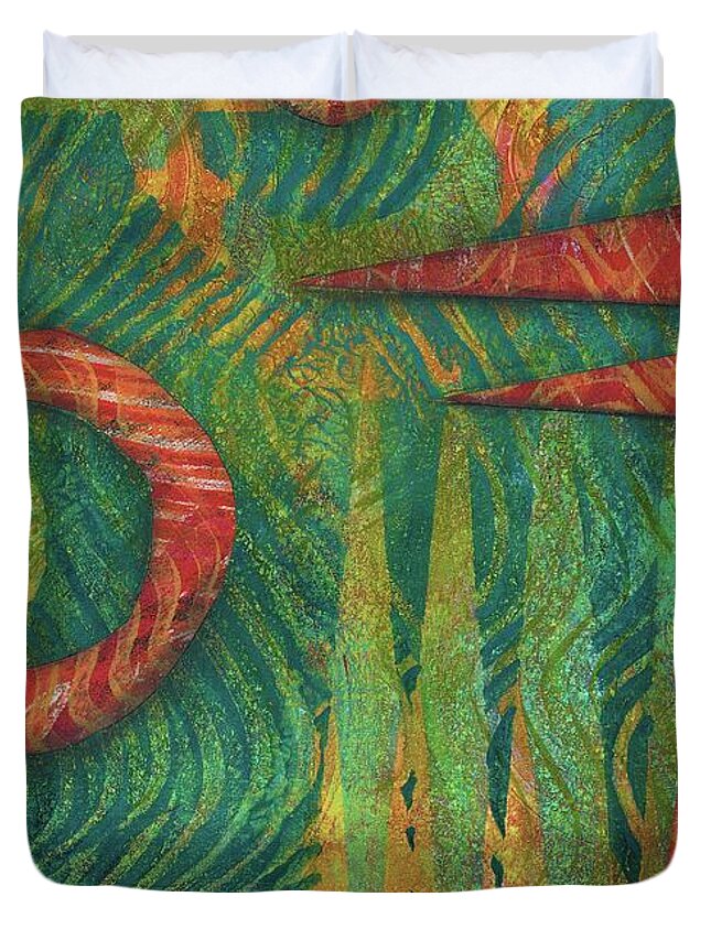 Abstract Duvet Cover featuring the painting Another World by Laurel Englehardt