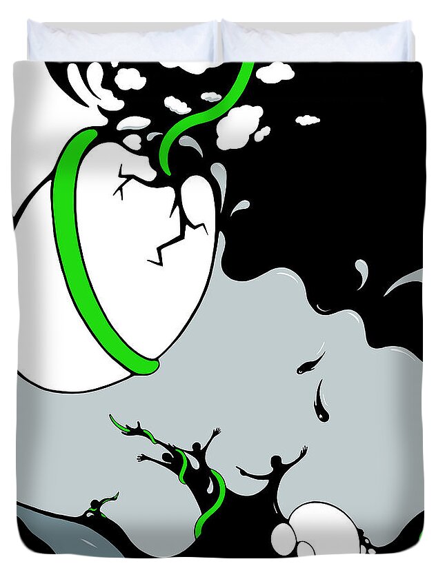Climate Change Duvet Cover featuring the drawing Antagonist by Craig Tilley