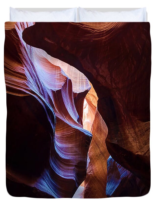Antelope Canyon Duvet Cover featuring the photograph Antelope Canyon Squeeze by Peter Kennett