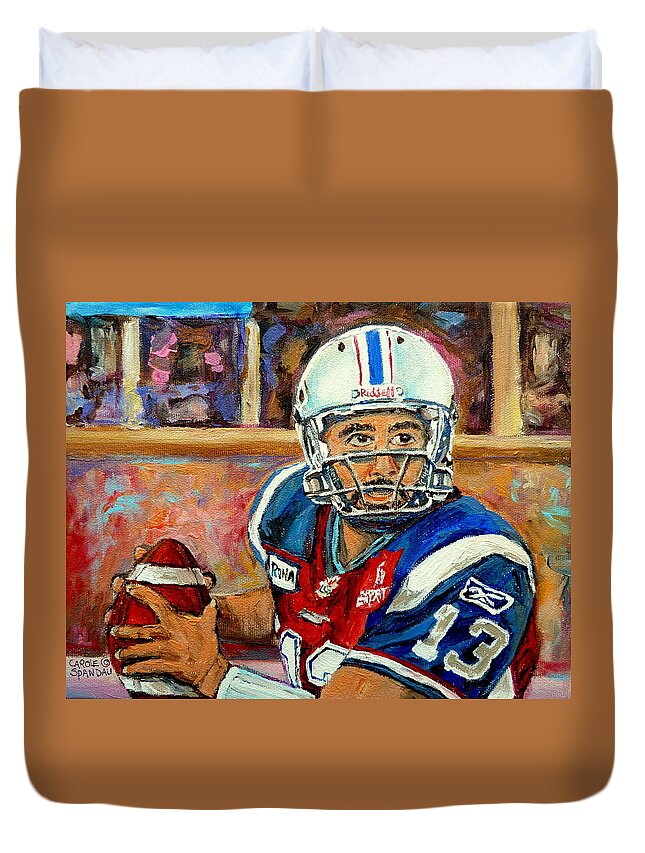 Anthony Calvillo Duvet Cover featuring the painting Anthony Calvillo by Carole Spandau