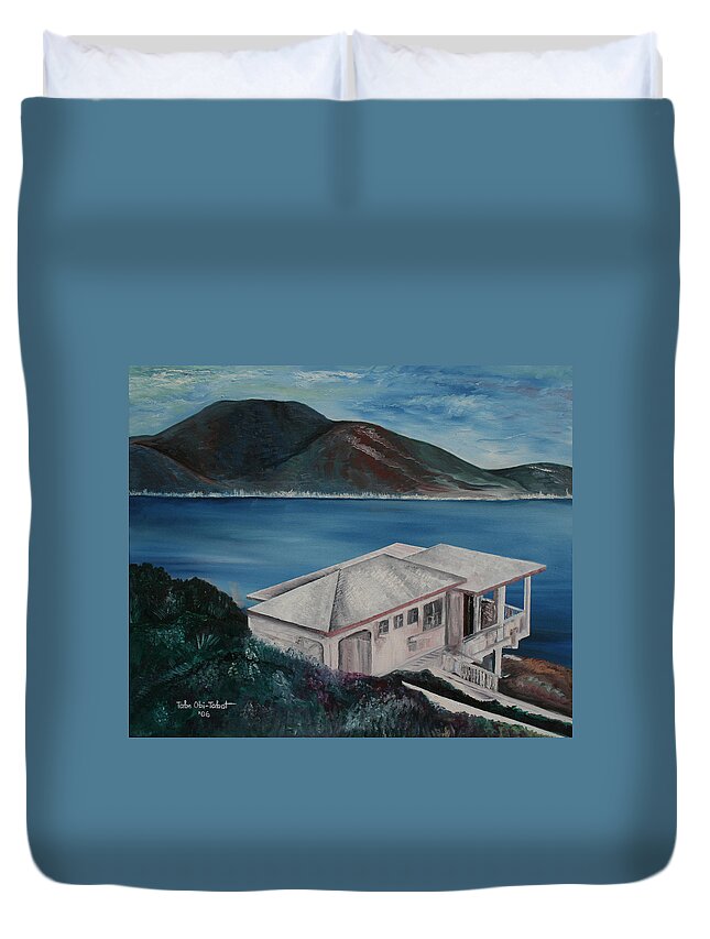 Antigua Duvet Cover featuring the painting Antigua by Obi-Tabot Tabe