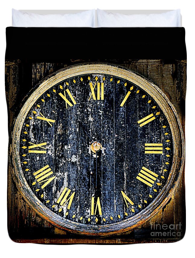 Antique Duvet Cover featuring the photograph Antique Bell Tower Clock by Olivier Le Queinec