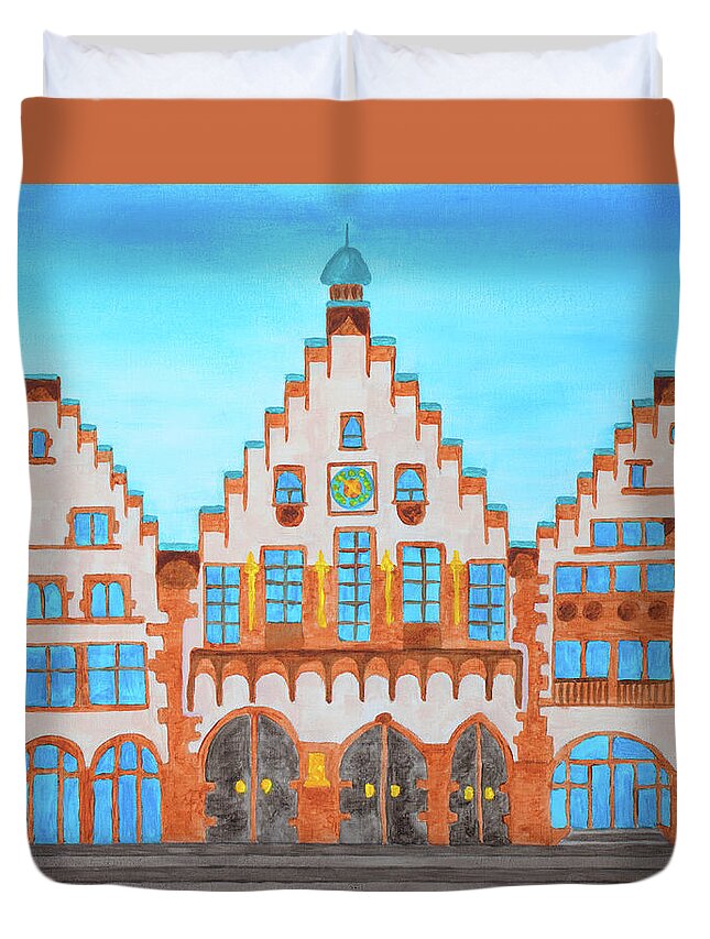 Frankfurt Duvet Cover featuring the painting Antique Tours by Iryna Goodall