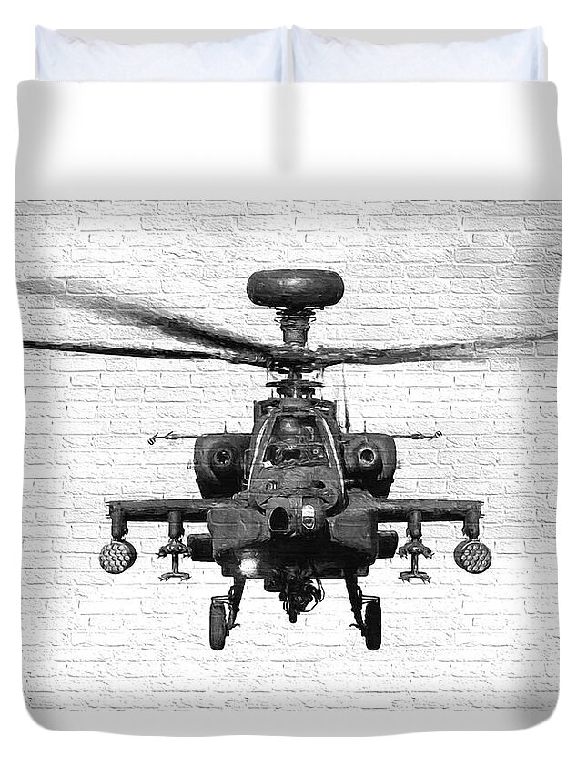 Ah-64 Duvet Cover featuring the digital art Apache Graffiti by Roy Pedersen