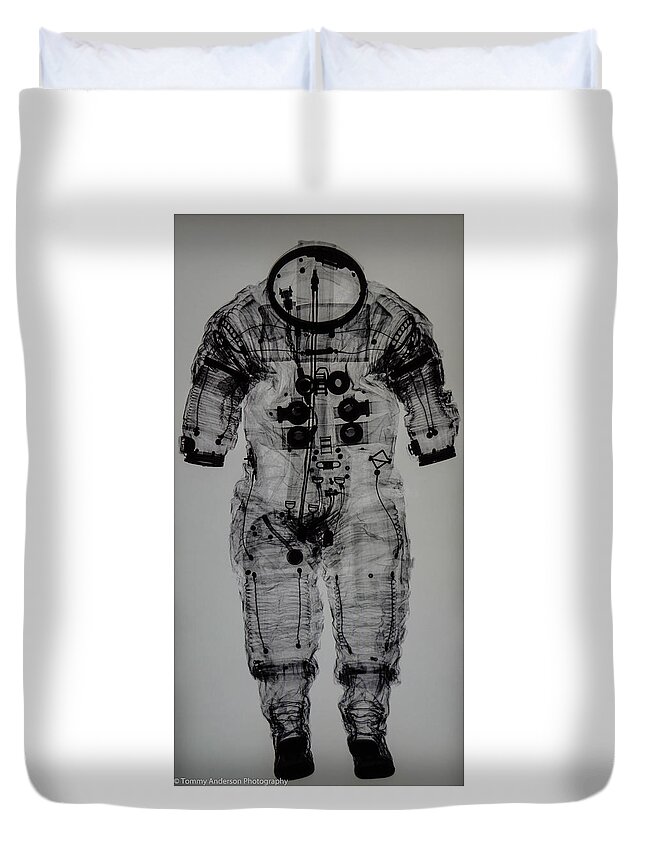Richard Nixon Presidential Library Duvet Cover featuring the photograph Apollo Space Suit X-Ray by Tommy Anderson