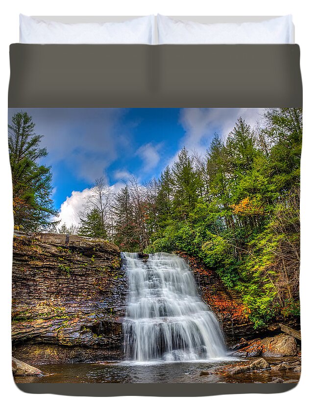 Muddy Falls Duvet Cover featuring the photograph Appalachian Mountain Waterfall by Patrick Wolf
