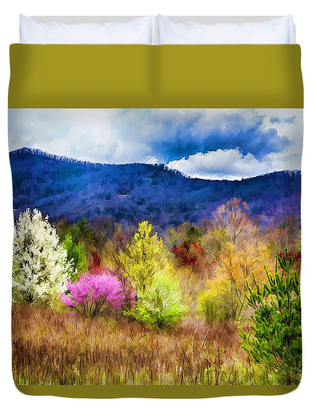 Trees Duvet Cover featuring the photograph Appalachian Spring in the Holler by John Haldane