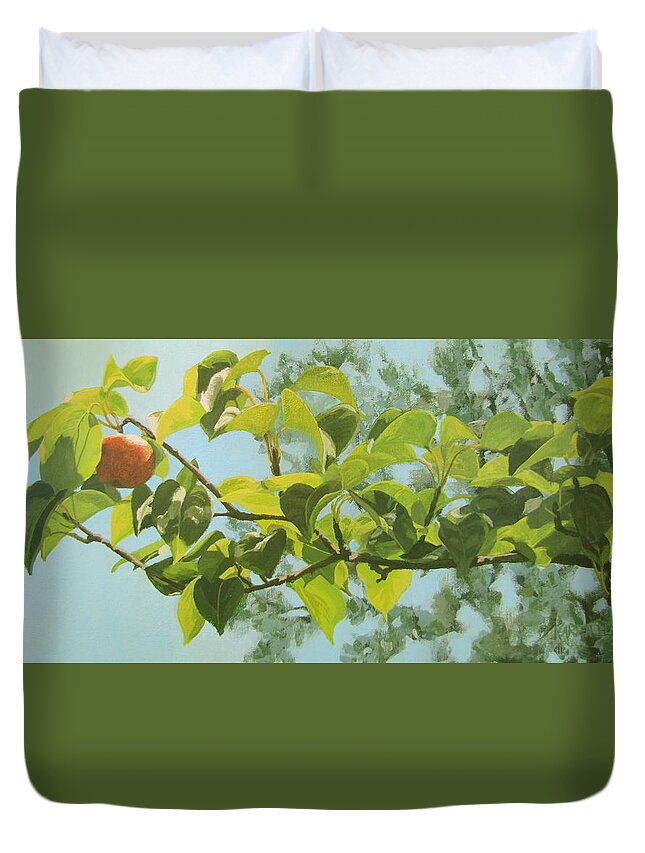 Trees Duvet Cover featuring the painting Apple A Day by Karen Ilari