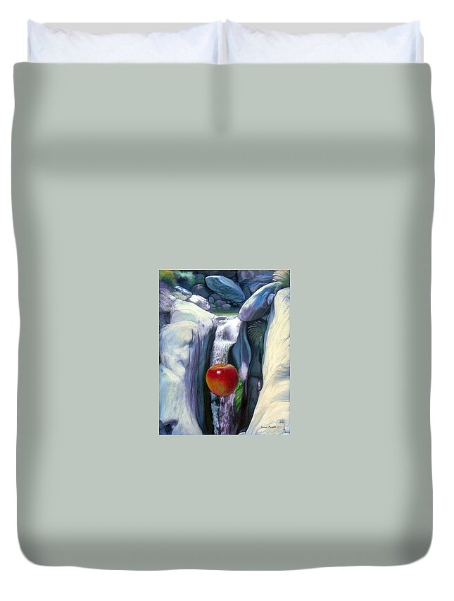 Apples Duvet Cover featuring the digital art Apple Falls by Snake Jagger