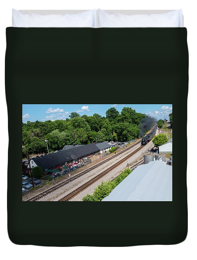 Train Duvet Cover featuring the photograph Approaching Bedford Station by Star City SkyCams
