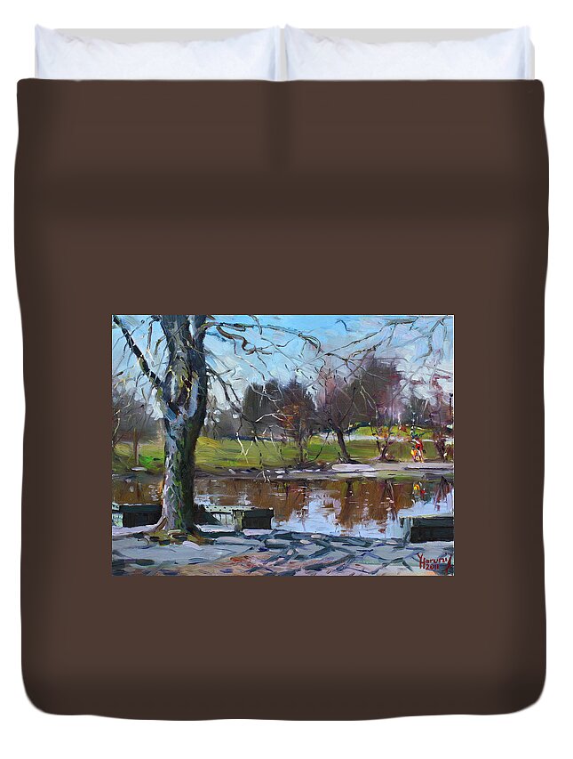 Spring Duvet Cover featuring the painting April 09 2011 by Ylli Haruni