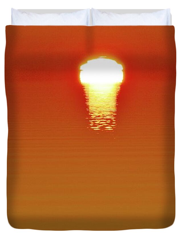 Abstract Duvet Cover featuring the digital art April 23-2017 Sunrise Over Lake Simcoe 2 by Lyle Crump