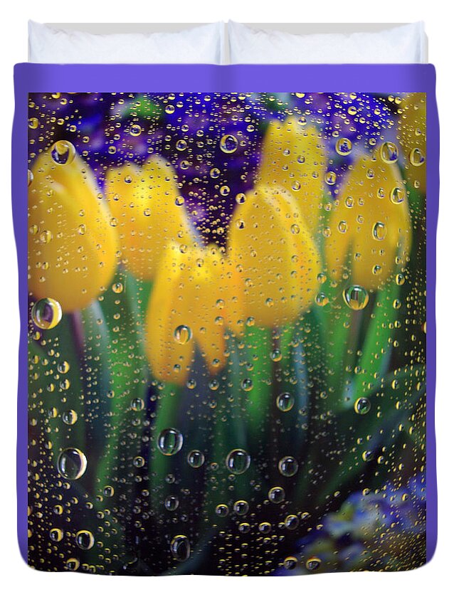 Showers Duvet Cover featuring the photograph April Showers by Linda Mishler