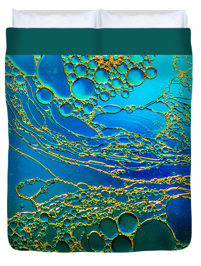 Oil Duvet Cover featuring the photograph Aqua Abstraction by Bruce Pritchett