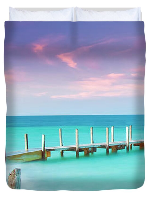 Quindalup Boat Ramp Duvet Cover featuring the photograph Aqua Waters by Az Jackson