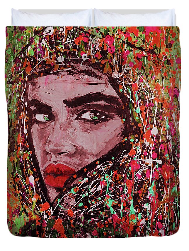 Female Duvet Cover featuring the painting Arabian Women Art by Gull G
