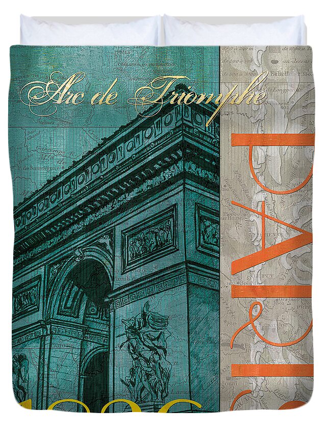 France Duvet Cover featuring the painting Arc de Triomphe by Debbie DeWitt