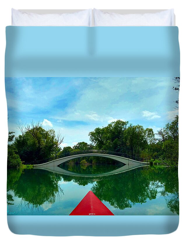 Reflection Duvet Cover featuring the photograph Arch Bridge over Canal by Michael Rucker