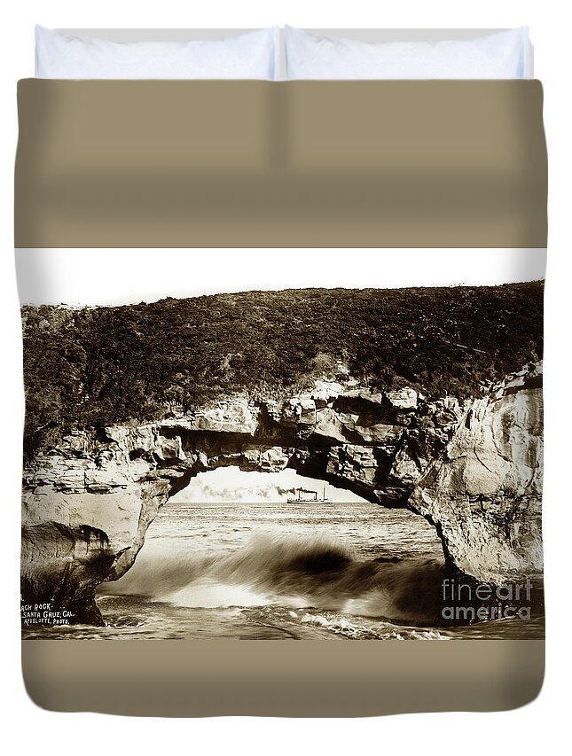 Arch Rock Duvet Cover featuring the photograph Arch Rock, Santa Cruz, California circa 1900 by Monterey County Historical Society