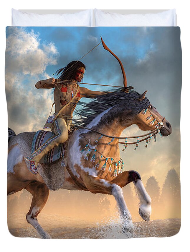 Archer On Horseback Duvet Cover featuring the digital art Archer on Horseback by Daniel Eskridge
