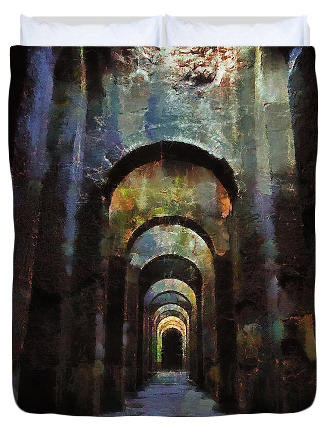 Arch Duvet Cover featuring the digital art Arches by Charmaine Zoe