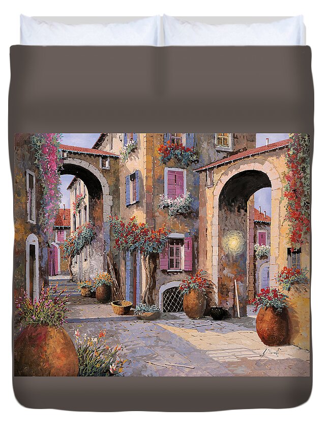 Arches Duvet Cover featuring the painting Archi A Toni Viola by Guido Borelli