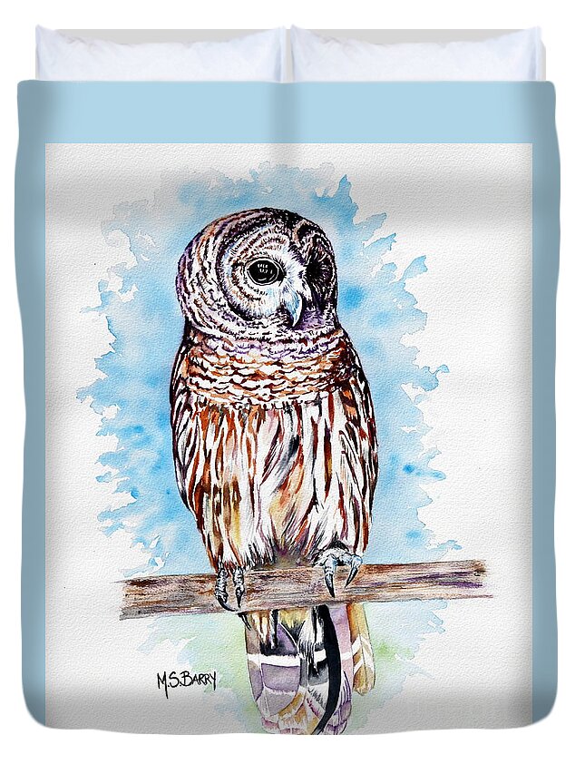 Owl Duvet Cover featuring the painting Archie by Maria Barry