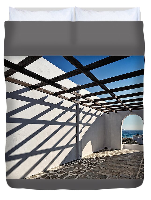 Architecture Duvet Cover featuring the photograph Architecture of Andros - Greece by Constantinos Iliopoulos