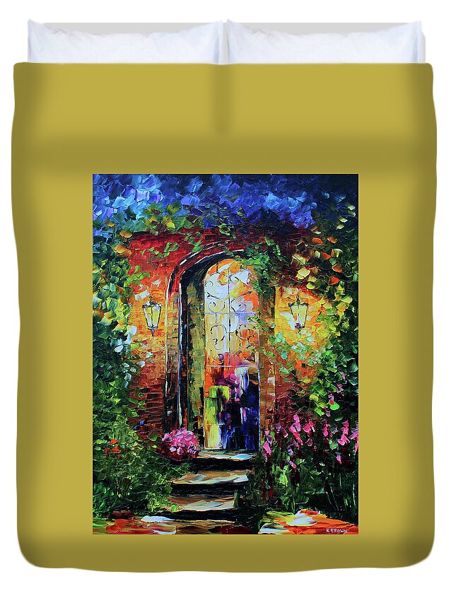  Palm Tree Paintings Duvet Cover featuring the painting Archway by Kevin Brown